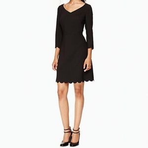 Kate Spade Black Scallop Hem Crepe Dress